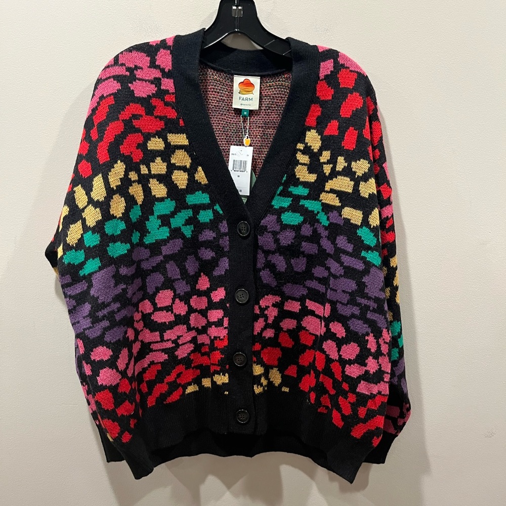 Farm Rio Rainbow Leopards Cardigan, XL - Picture 2 of 7
